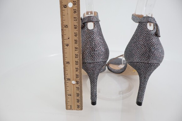 Stuart Weitzman Nunaked Ankle Strap Sandals Silver Gray Glitter Size 5 Evening - Picture 8 of 14